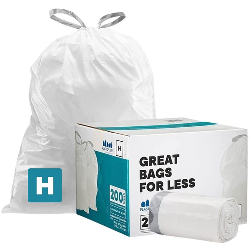 Plasticplace Custom Fit Trash Bags Compatible w Simplehuman Code H Drawstring Bags 8-9 Gallon Tear-Resistant Liner 200 Count Heavy-Duty Waste Disposal - Image 1